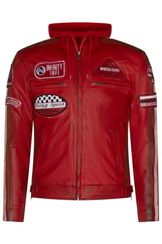 Infinity Leather Rot Herren Leder Biker Kapuzen Racing Motorradjacke, 5XL von Infinity Leather