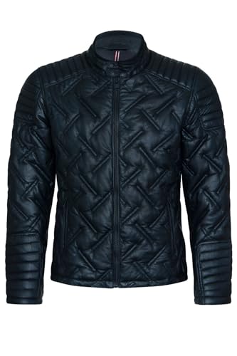 Infinity Leather Schwarze Gesteppte Warme Lammlederjacke für Herren aus Pufferleder von Infinity Leather