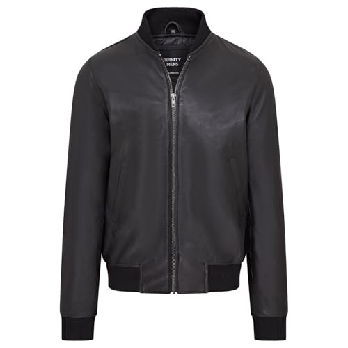 Infinity Leather Schwarze Herren-Bomberjacke MA-1 aus weichem Leder im College-Stil Infinity Leather Schwarze Herren-Bomberjacke MA-1 aus weichem Leder im College-Stil von Infinity Leather