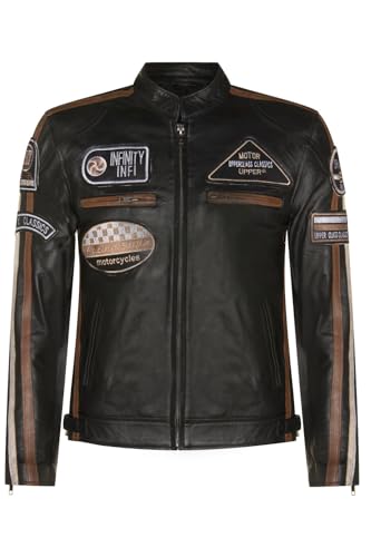 Infinity Leather Schwarze Herren Leder Biker Abzeichen, Rennen Motorradjacke 2XL von Infinity Leather