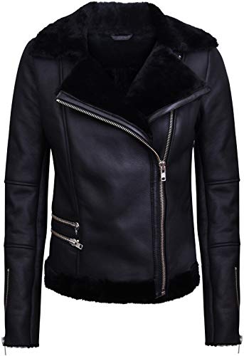 Infinity Leather Schwarze Lammfell-Bikerjacke Aus Lammleder für Damen 2XL von Infinity Leather