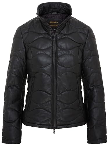 Infinity Leather Schwarze Puffer Bomberjacke aus Warmem, Gestepptem Leder Für Damen von Infinity Leather