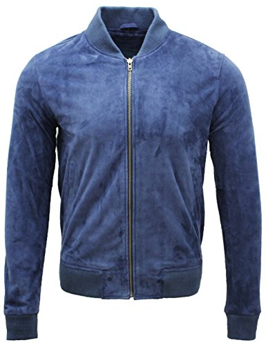 Infinity Leather Unendlichkeit Männer Varsity Blau Leder Wildleder Bomberjacke 2XL von Infinity Leather