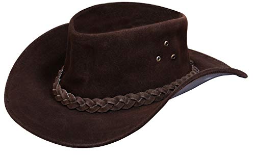 Infinity Leather Unisex Braun Leder Busch Safari Aussie Cowboyhute Stil Klassische Western Wildleder Outback Hut L von Infinity Leather