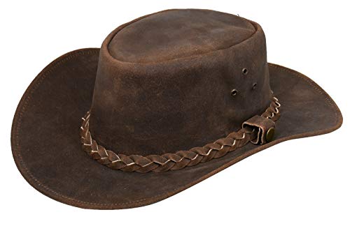 Infinity Leather Unisex Kamel Kamel Leder Busch Safari Aussie Cowboyhute Stil Klassische Western Wildleder Outback Hut L von Infinity Leather