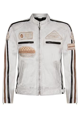 Infinity Leather Weiß Herren Leder Biker Abzeichen, Rennen Motorradjacke M von Infinity Leather