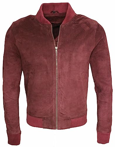Infinity Männer Burgund Ziege Wildleder Bomber Varsity Jacke 5XL von Infinity Leather