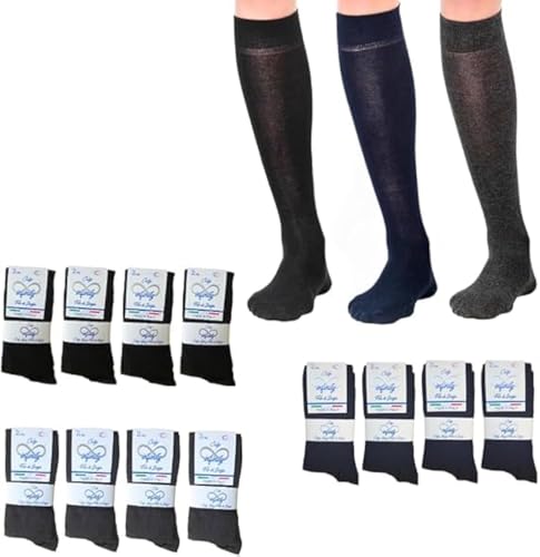 Infinity 9 oder 6 Paar lange Socken Herren Baumwolle Schottlandgarn elastisch, 6 Paar sortiert, 39-42 von Infinity