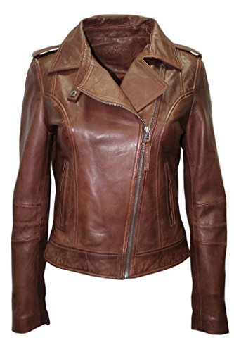Infinity Leather Brando Damen Motorradfahrer 442 beiläufig braun weich- Nappa -Lederjacke 12 von Infinity Leather