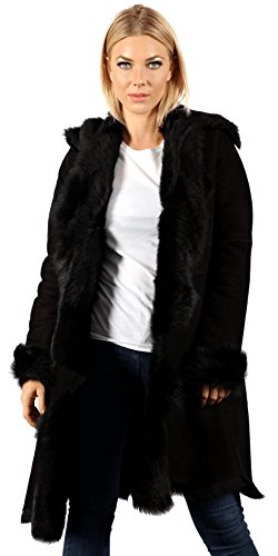 Infinity Damen Luxuriöser 3/4 Schwarzer Wildleder Toscana Lammfell Wasserfall Mantel XL von Infinity