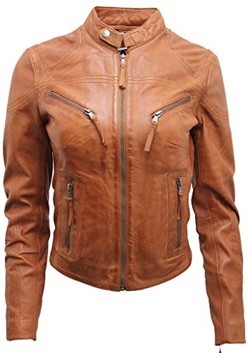 Infinity Frauen-beiläufige Braun lederne Motorradfahrer Jacke 18 Infinity Frauen-beiläufige Braun lederne Motorradfahrer Jacke 18 von Infinity
