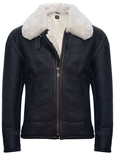 Infinity Herren Creme B3 Shearling Schaffell-Weltkrieg-2 Bomber Lederfliegerjacke 5XL von Infinity