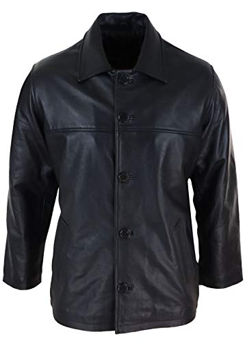 infinity Herren Lederjacke 100% Echtleder Knopf Design Schwarz Braun Mittlere Länge Klassisch von infinity