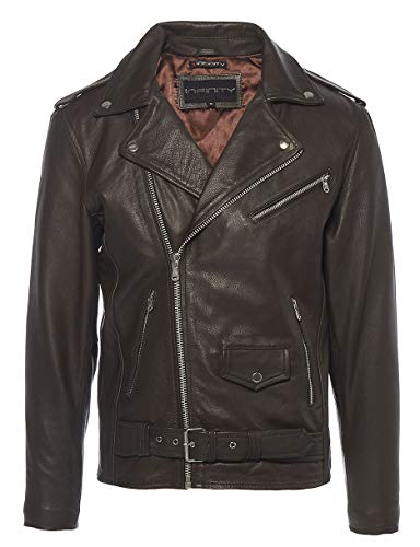 Infinity Herren Lederjacke 100% Echtleder Retro Vintage Brando Stil Biker Design von Infinity