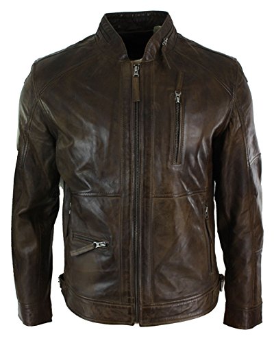 Infinity Herren Lederjacke 100% Echtleder Schwarz Braun Olive Biker Still Lässig von Infinity