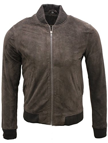 Infinity Männer Bräunen Ziege Wildleder Bomber Varsity Jacke 4XL von Infinity