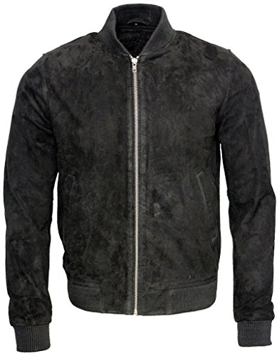 Infinity Männer Schwarze Ziege Wildleder Bomber Varsity Jacke L von Infinity