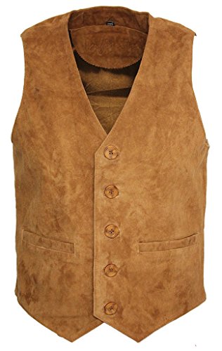 Infinity Männer Ziege Wildleder Klassisch Smart Bräunen Leder Weste 4XL von Infinity Leather