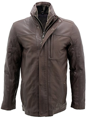 Infinity Männer von mittlerer Länge Klassische Warm Braun Lederjacke 2XL von Infinity