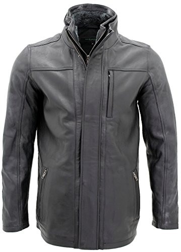 Infinity Männer von mittlerer Länge Klassische Warm schwarzen Lederjacke 3XL von Infinity