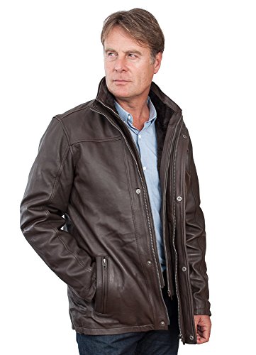 Männer von mittlerer Länge Klassische Warm Braun Lederjacke 4XL von Infinity