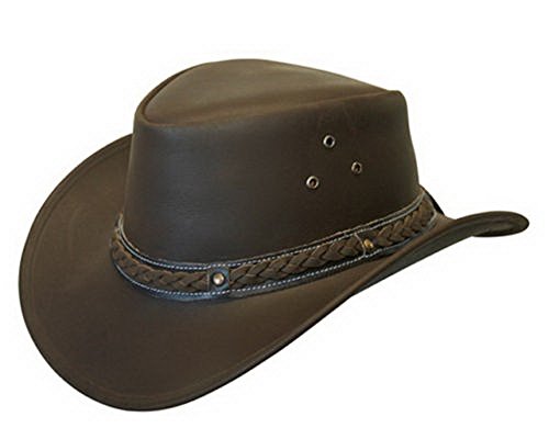 Unisex Braun Leder Busch Safari Aussie Cowboyhute Stil Klassische Western Outback Hut XXL von Infinity Leather