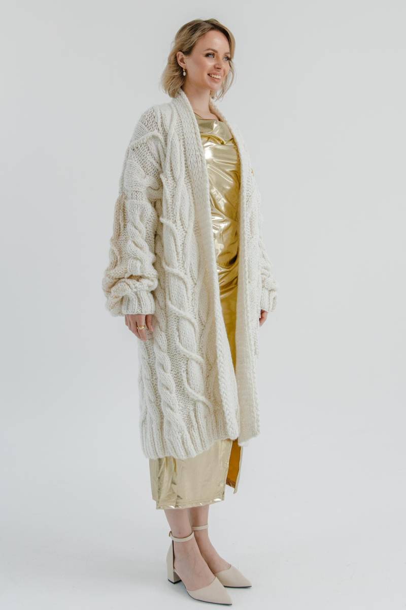 Alpaka Lange Strickjacke | Handgestrickte Jacke Die Unendlichkeit Von Ketten Mit Auffallenden Ornamenten von InfinityByTea