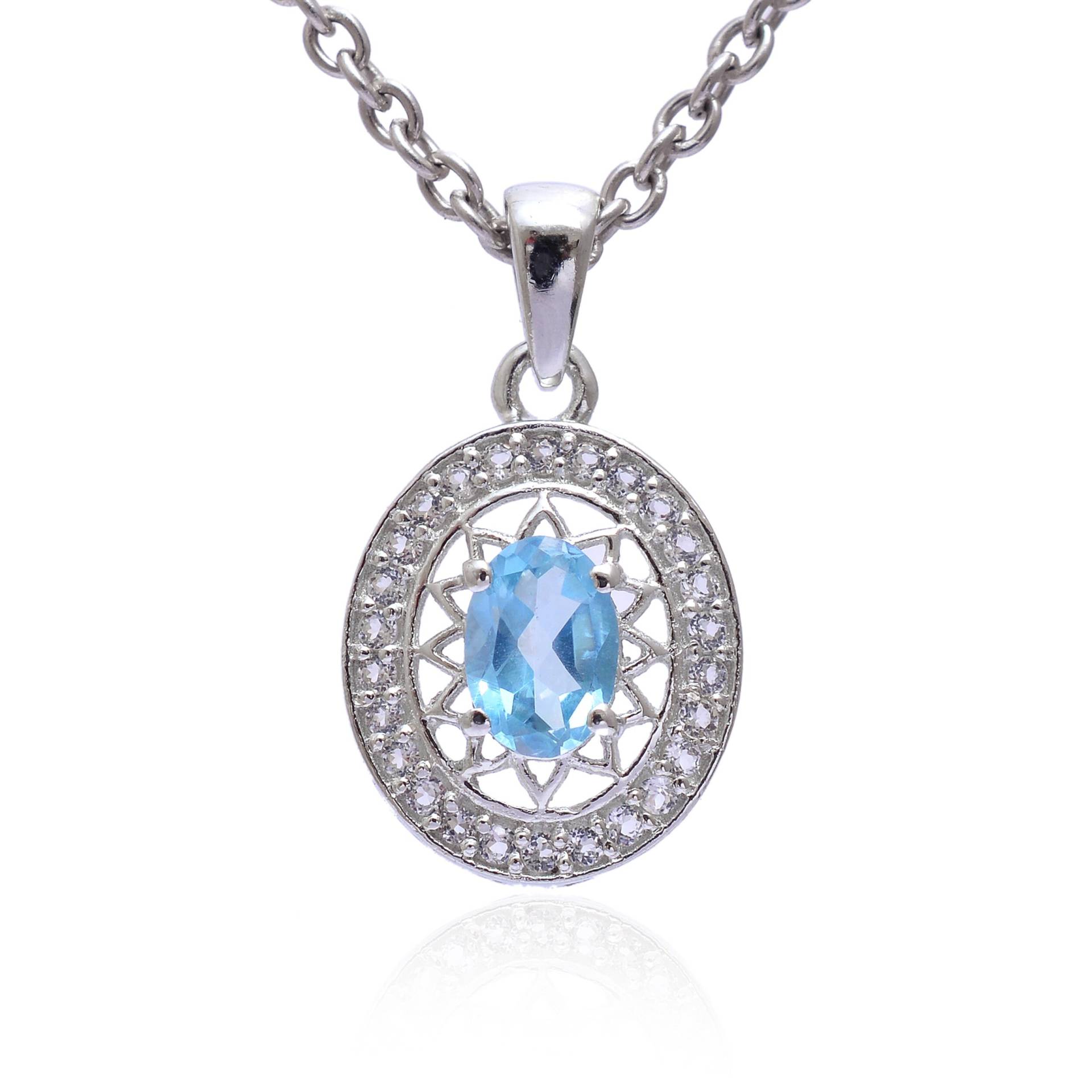 Swiss Blue Topaz 925 Sterling Silber Oval Form Anhänger, Fancy Halskette, November Geburtsstein Handgemachter Schmuck Swiss Blue Topaz 925 Sterling Silber Oval Form Anhänger, Fancy Halskette, November Geburtsstein Handgemachter Schmuck von InfinityJewelsCrafts