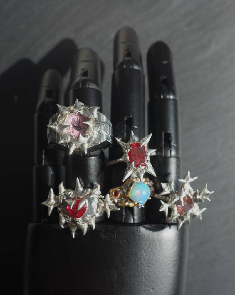 Handgemachte Massiv Silber Herz Ring, Rot/Rosa, Herren/Frauen.sterling Silber.cz Diamanten von InfluBijouxSH