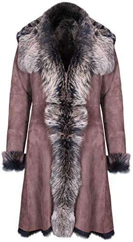 Infnity Leather Damen Braun Damen Echt Toscana Schaffell Leder Wildleder Jacke Trenchcoat XL von Infnity Leather