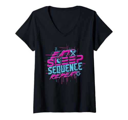 Damen Bioinformatik Analyst Eat Sleep Sequence Repeat T-Shirt mit V-Ausschnitt Damen Bioinformatik Analyst Eat Sleep Sequence Repeat T-Shirt mit V-Ausschnitt von Informatik Informationstechnologie Programmierer