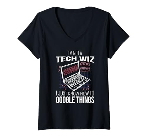 Damen I'm Not A Tech Wiz Informatiker IT Computer Nerd Admin T-Shirt mit V-Ausschnitt von Informatiker Nerd IT Admin Computer Software