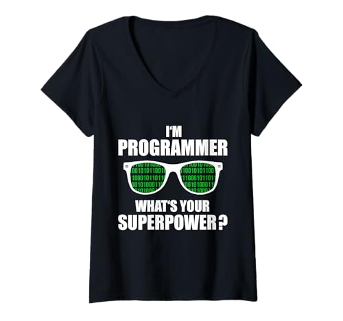 Damen Lustiges Programmierer Superpower Coder Informatiker IT Code T-Shirt mit V-Ausschnitt Damen Lustiges Programmierer Superpower Coder Informatiker IT Code T-Shirt mit V-Ausschnitt von Informatiker Programmierer Coder Nerd Geschenkidee