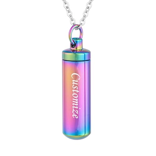 InfuMemo Personalisierbare Urnen-Halsketten – Zylinder-Andenken, Asche, Gedenkschmuck mit Füllwerkzeug, Urne, Gedenkschmuck, personalisierte Halsketten, gravierte Namen, Edelstahl InfuMemo Personalisierbare Urnen-Halsketten – Zylinder-Andenken, Asche, Gedenkschmuck mit Füllwerkzeug, Urne, Gedenkschmuck, personalisierte Halsketten, gravierte Namen, Edelstahl von InfuMemo