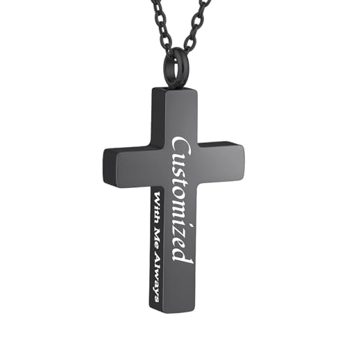 InfuMemo Personalisierbarer Feuerbestattungsschmuck – Kreuz-Halskette für Asche, Edelstahl, Kreuz, Urnen-Anhänger, Asche, Gedenkschmuck – With Me Always, Edelstahl InfuMemo Personalisierbarer Feuerbestattungsschmuck – Kreuz-Halskette für Asche, Edelstahl, Kreuz, Urnen-Anhänger, Asche, Gedenkschmuck – With Me Always, Edelstahl von InfuMemo