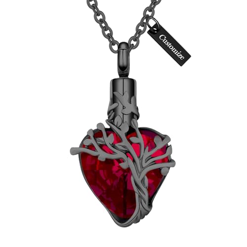 InfuMemo Personalisierbarer Schmuck – Herz Baum des Lebens Urnen-Halskette für Asche, Halskette für Damen, Feuerbestattungsschmuck mit Kristallen, Asche-Anhänger, personalisierte Halsketten, gravierte InfuMemo Personalisierbarer Schmuck – Herz Baum des Lebens Urnen-Halskette für Asche, Halskette für Damen, Feuerbestattungsschmuck mit Kristallen, Asche-Anhänger, personalisierte Halsketten, gravierte von InfuMemo