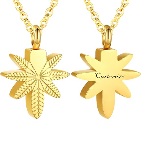 InfuMemo Personalisierbarer Schmuck – Marihuana-Blätter-Urnen-Halskette für Asche, Edelstahl, Gedenk-Halskette, menschliche Asche, Andenken-Anhänger, personalisierte Halsketten, gravierte Namen InfuMemo Personalisierbarer Schmuck – Marihuana-Blätter-Urnen-Halskette für Asche, Edelstahl, Gedenk-Halskette, menschliche Asche, Andenken-Anhänger, personalisierte Halsketten, gravierte Namen von InfuMemo