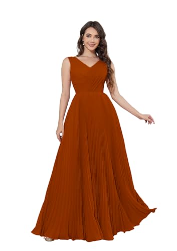 Damen Ballkleider Lang Chiffon V-Ausschnitt Abendkleid Plissee A-Linie Elegant Brautjungfernkleider mit Taschen Damen Ballkleider Lang Chiffon V-Ausschnitt Abendkleid Plissee A-Linie Elegant Brautjungfernkleider mit Taschen von Infuness
