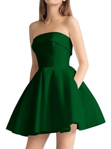Damen Homecoming Satin Kurzes Ballkleid für Teens A-Linie Korsett zurück Abend Party Kleider mit Taschen von Infuness