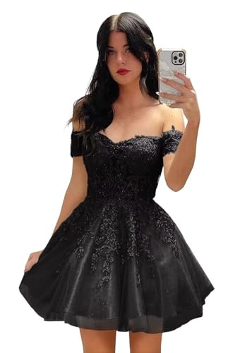 Damen Lace Appliques Ballkleider Kurzes Rückenfrei Tüll Ballkleider A-Linie Elegant Cocktailkleid Abendkleider von Infuness