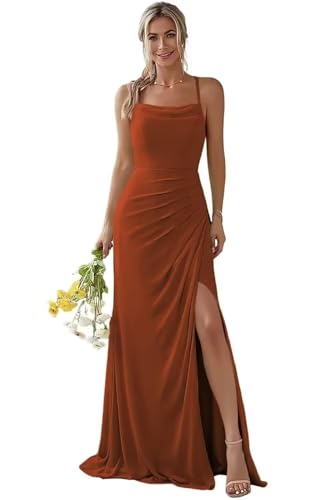 Damen Spaghetti-Träger Abendkleid A-Linie Chiffon Off Shoulder Brautjungfernkleid Elegant Lange Partykleider Damen Spaghetti-Träger Abendkleid A-Linie Chiffon Off Shoulder Brautjungfernkleid Elegant Lange Partykleider von Infuness