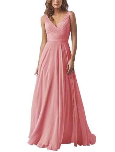 Damen V-Ausschnitt Chiffon Brautjungfernkleider A-Linie Lang Hochzeit Ballkleider Elegant Abendkleid Damen V-Ausschnitt Chiffon Brautjungfernkleider A-Linie Lang Hochzeit Ballkleider Elegant Abendkleid von Infuness