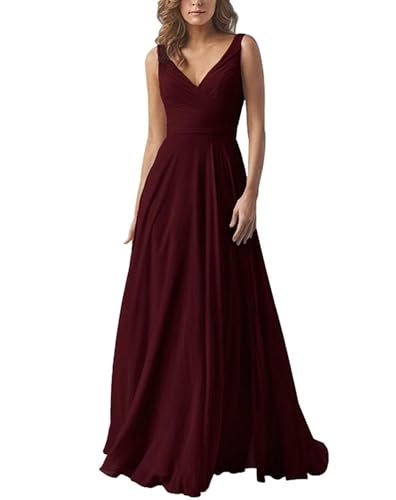 Damen V-Ausschnitt Chiffon Brautjungfernkleider A-Linie Lang Hochzeit Ballkleider Elegant Abendkleid Damen V-Ausschnitt Chiffon Brautjungfernkleider A-Linie Lang Hochzeit Ballkleider Elegant Abendkleid von Infuness