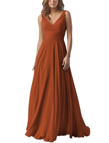 Damen V-Ausschnitt Chiffon Brautjungfernkleider A-Linie Lang Hochzeit Ballkleider Elegant Abendkleid Damen V-Ausschnitt Chiffon Brautjungfernkleider A-Linie Lang Hochzeit Ballkleider Elegant Abendkleid von Infuness