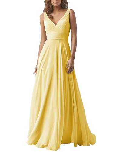 Damen V-Ausschnitt Chiffon Brautjungfernkleider A-Linie Lang Hochzeit Ballkleider Elegant Abendkleid Damen V-Ausschnitt Chiffon Brautjungfernkleider A-Linie Lang Hochzeit Ballkleider Elegant Abendkleid von Infuness