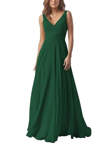 Damen V-Ausschnitt Chiffon Brautjungfernkleider A-Linie Lang Hochzeit Ballkleider Elegant Abendkleid Damen V-Ausschnitt Chiffon Brautjungfernkleider A-Linie Lang Hochzeit Ballkleider Elegant Abendkleid von Infuness