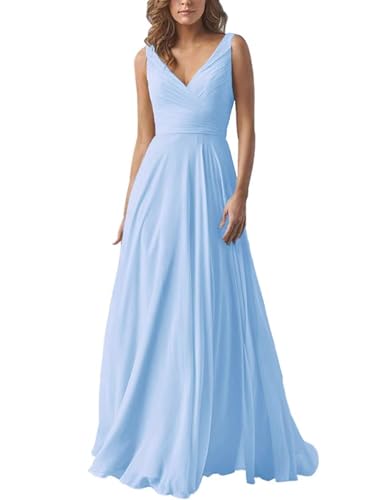 Damen V-Ausschnitt Chiffon Brautjungfernkleider A-Linie Lang Hochzeit Ballkleider Elegant Abendkleid Damen V-Ausschnitt Chiffon Brautjungfernkleider A-Linie Lang Hochzeit Ballkleider Elegant Abendkleid von Infuness