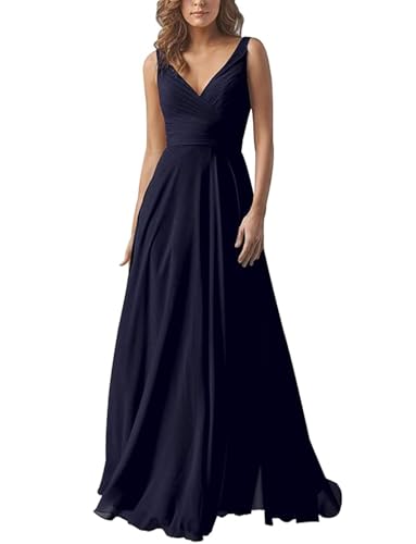 Damen V-Ausschnitt Chiffon Brautjungfernkleider A-Linie Lang Hochzeit Ballkleider Elegant Abendkleid Damen V-Ausschnitt Chiffon Brautjungfernkleider A-Linie Lang Hochzeit Ballkleider Elegant Abendkleid von Infuness