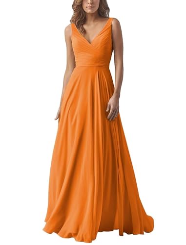 Damen V-Ausschnitt Chiffon Brautjungfernkleider A-Linie Lang Hochzeit Ballkleider Elegant Abendkleid Damen V-Ausschnitt Chiffon Brautjungfernkleider A-Linie Lang Hochzeit Ballkleider Elegant Abendkleid von Infuness
