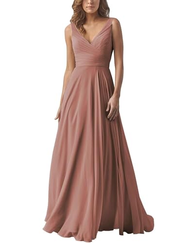 Damen V-Ausschnitt Chiffon Brautjungfernkleider A-Linie Lang Hochzeit Ballkleider Elegant Abendkleid Damen V-Ausschnitt Chiffon Brautjungfernkleider A-Linie Lang Hochzeit Ballkleider Elegant Abendkleid von Infuness